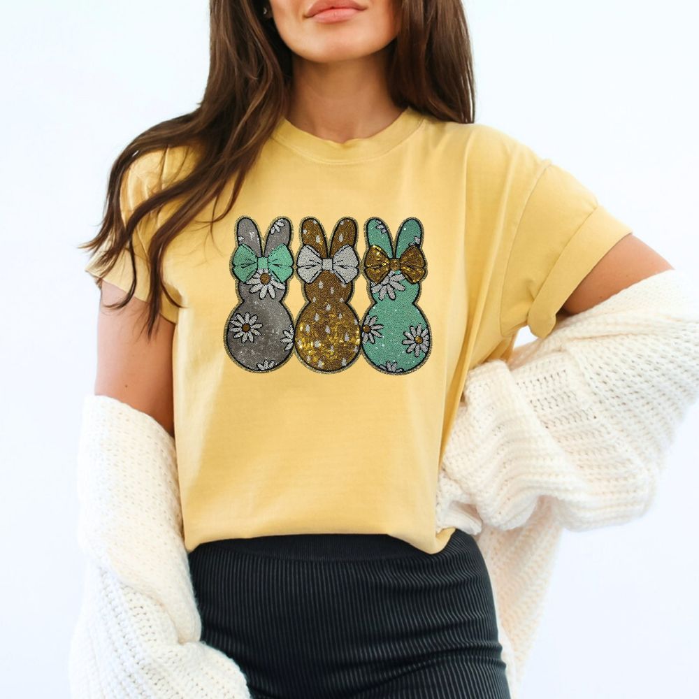 Sparkling Easter Sisters REAL Chenille Patch Tshirt