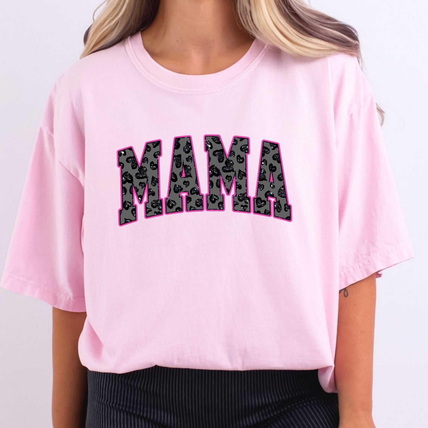 Black Glitter Hearts Mama