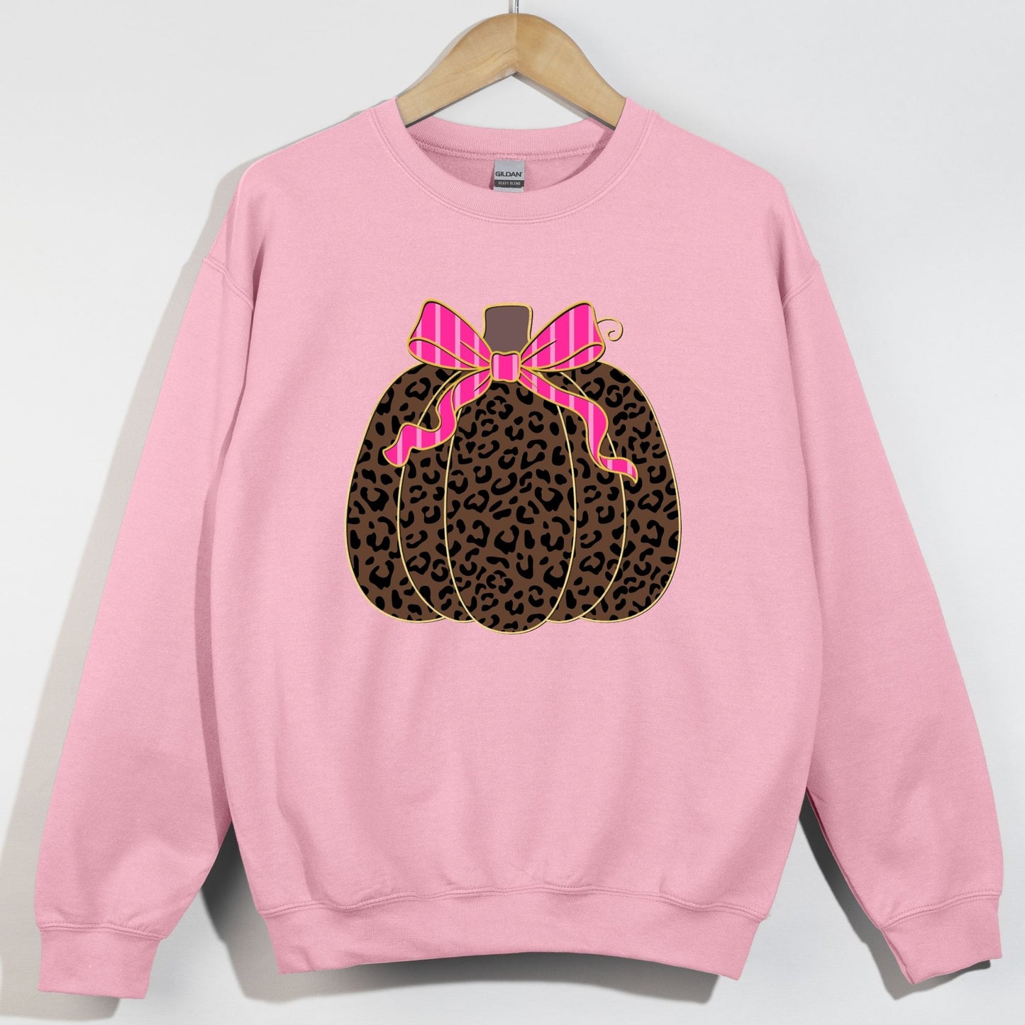 Cheetah Pumpkin With Pink Striped Bow