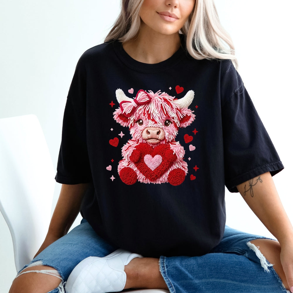 Faux Valentine Highland Cow