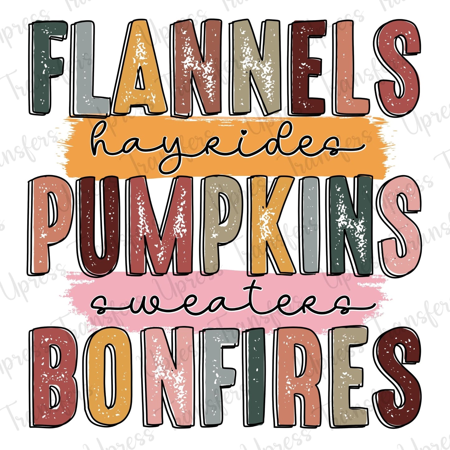 Flannels Hayrides Pumpkins Sweaters Bonfires Stacked