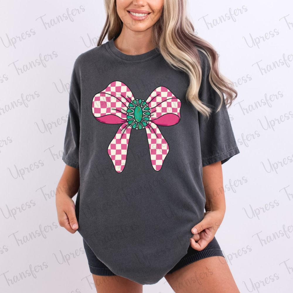 Pink Checkered Bow