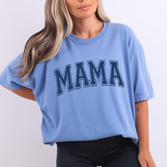 Mama Blue Varsity Print