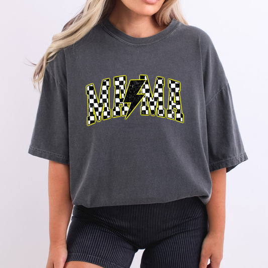 Mama Neon Yellow Checkered Print