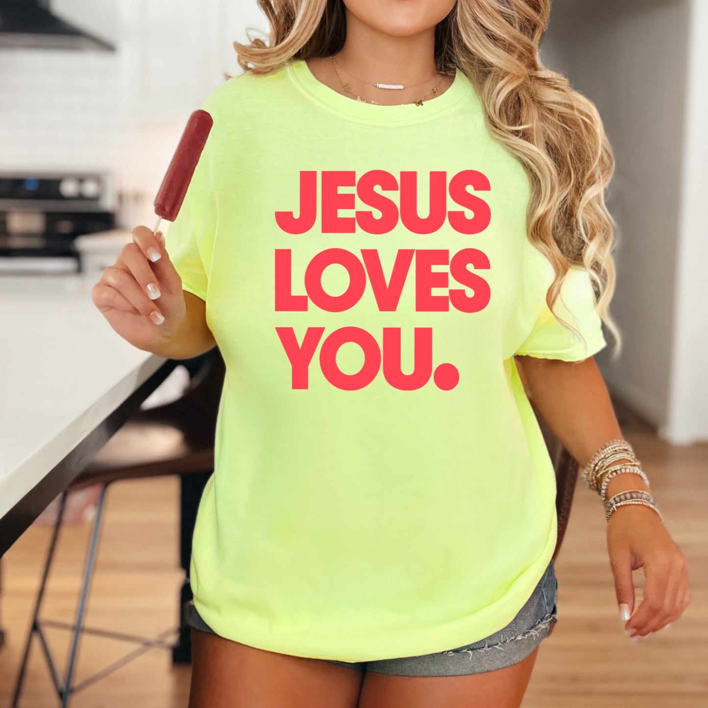 Jesus Loves You Pinkish Red