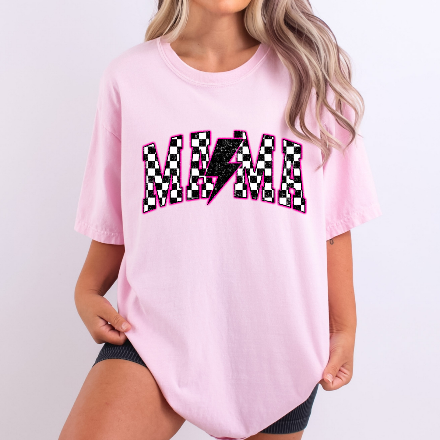 Neon Pink Mama Checkered