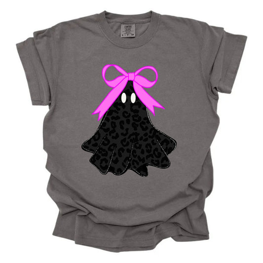Black Leopard Ghost with Pink Bow