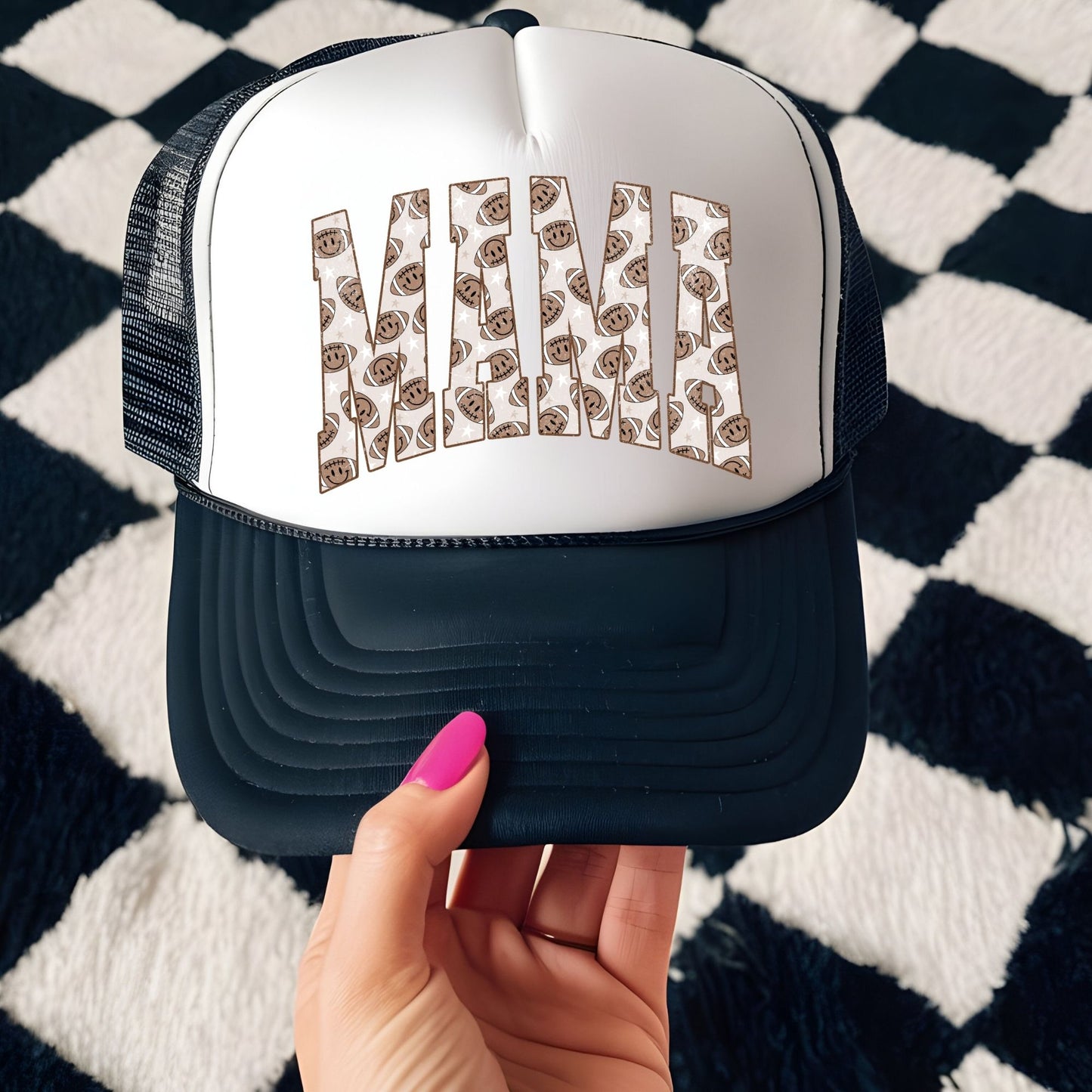 Brown Patterned Football Mama