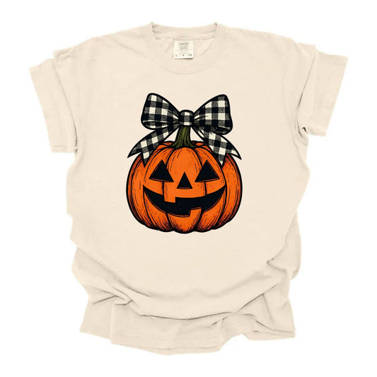 Buffalo Plaid Bow on Pumpkin