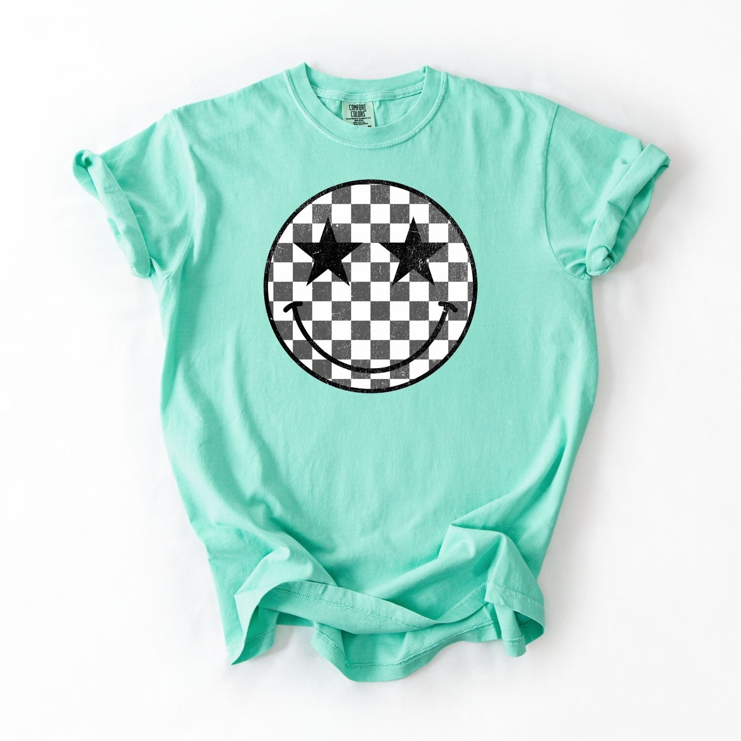 Distressed Checkered Grey Smiley