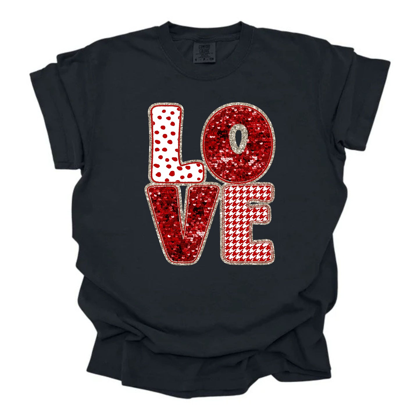 Faux Glitter Sequins Love