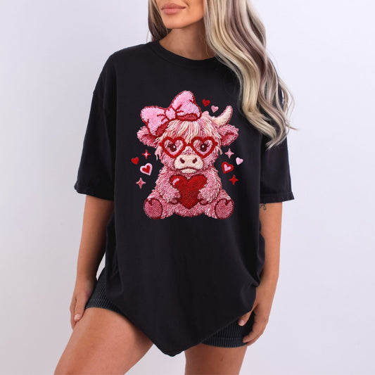 Faux Highland Cow Heart Eyes