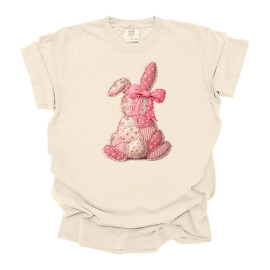 Faux Patchwork Pink Bunny