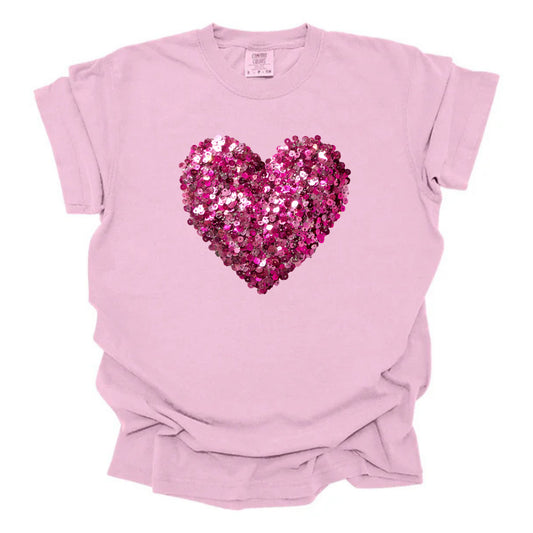 Faux Sequin Hot Pink Heart