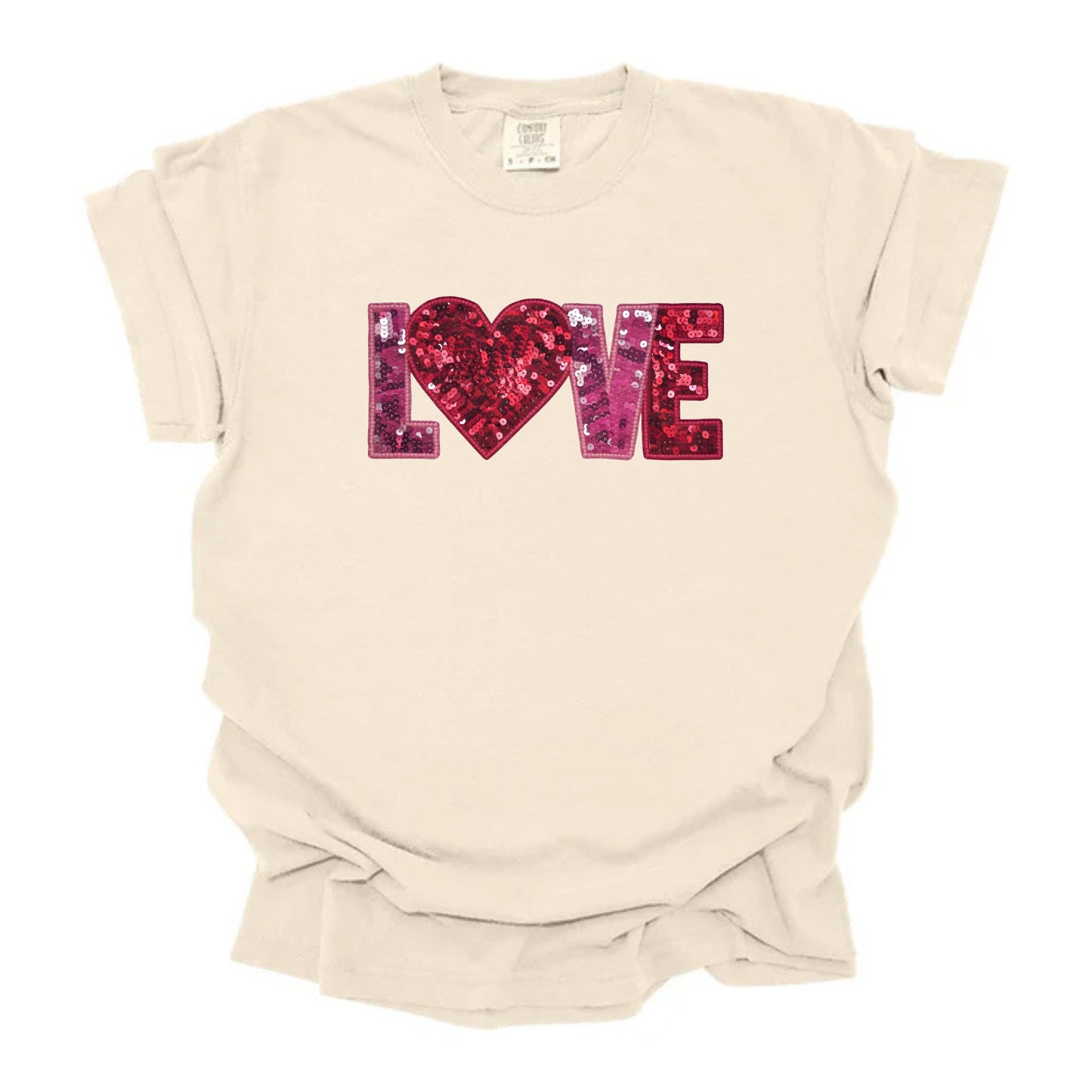 Faux Sequins Pink and Red Love