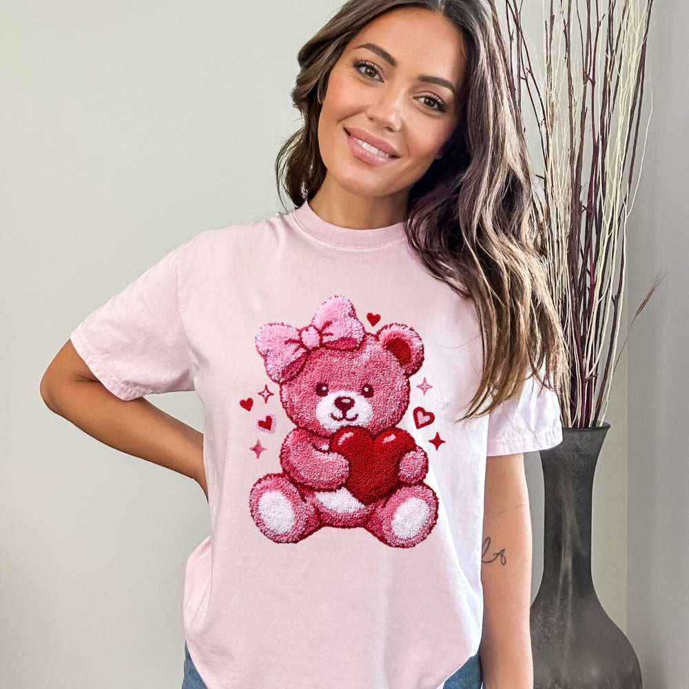 Faux Teddy Bear With Heart
