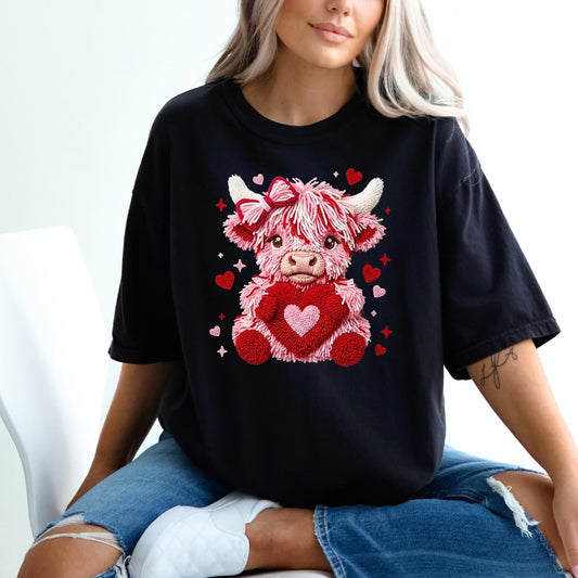 Faux Valentine Highland Cow