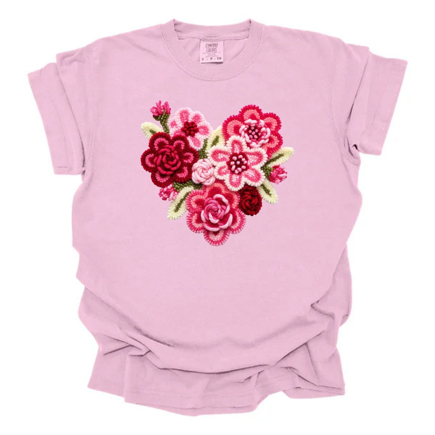 Faux Yarn Floral Heart
