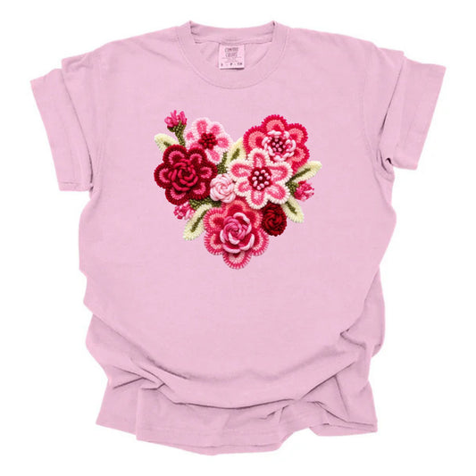 Faux Yarn Floral Heart