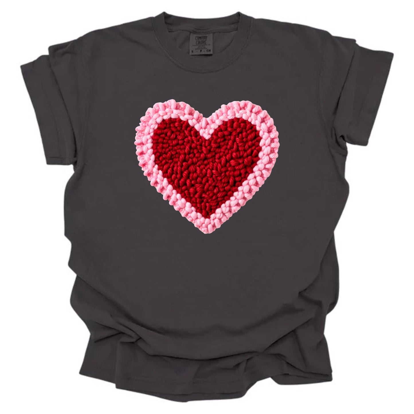 Faux Yarn Soft Pink Outlined Heart