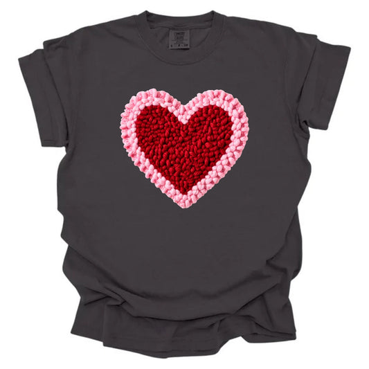 Faux Yarn Soft Pink Outlined Heart