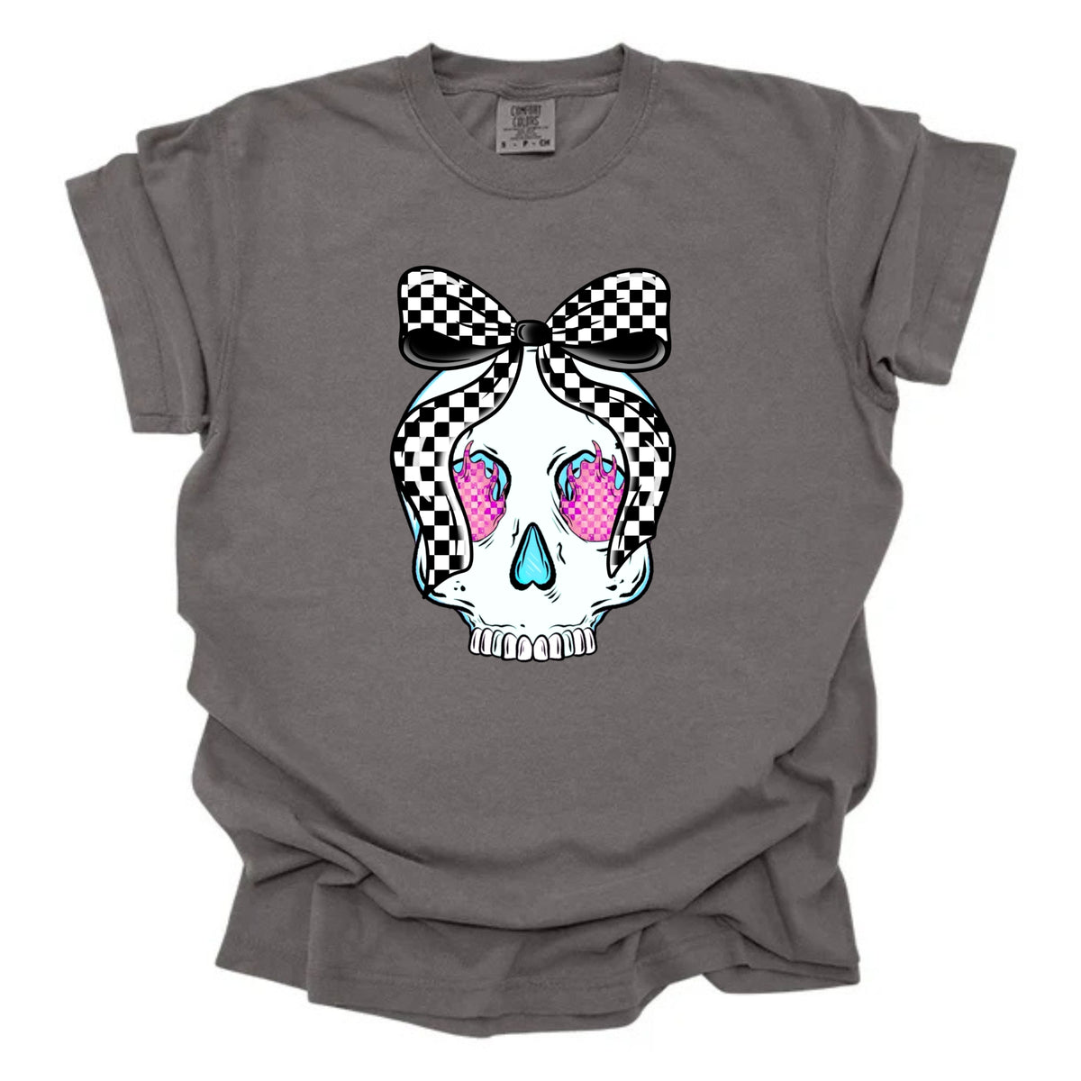 Flaming Checkered Skull