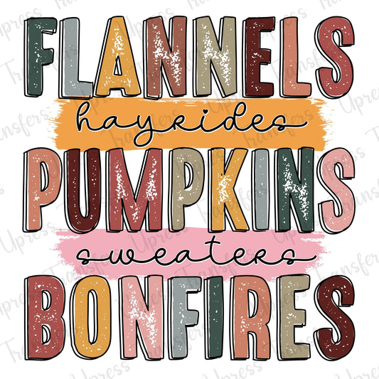 Flannels Hayrides Pumpkins Sweaters Bonfires Stacked