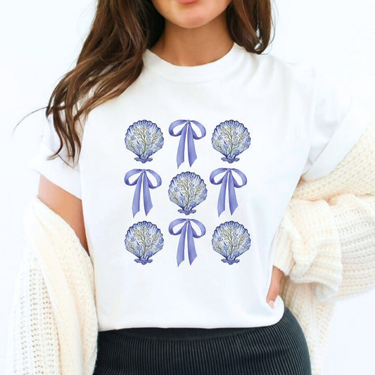 Soft Blue Bows And Shells