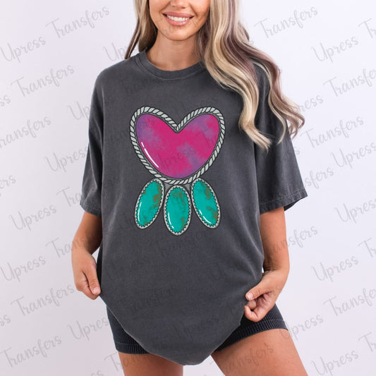 Pink Heart Turquoise